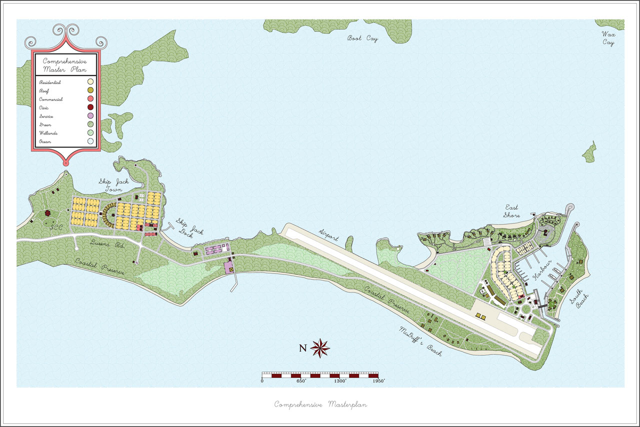 Planning & Urban Design in Normans Cay designed by Maria de la Guardia & Teofilo Victoria of DLGV Architects & Urbanists